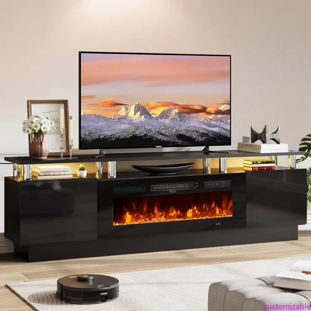 70-Inch TV Stand For Living Room, Entertainment Center With Storage,