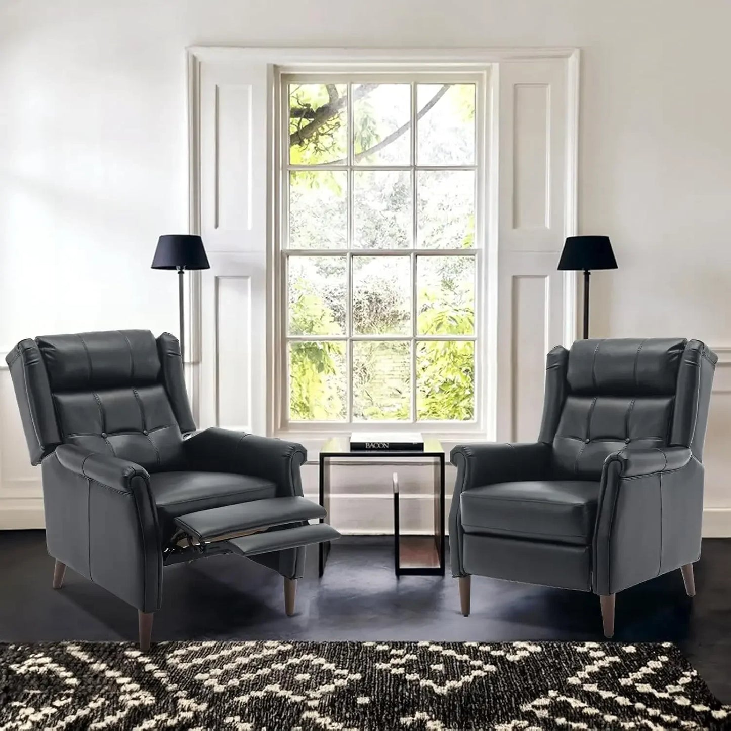 Leather Recliner Living Room Armchair with Button.