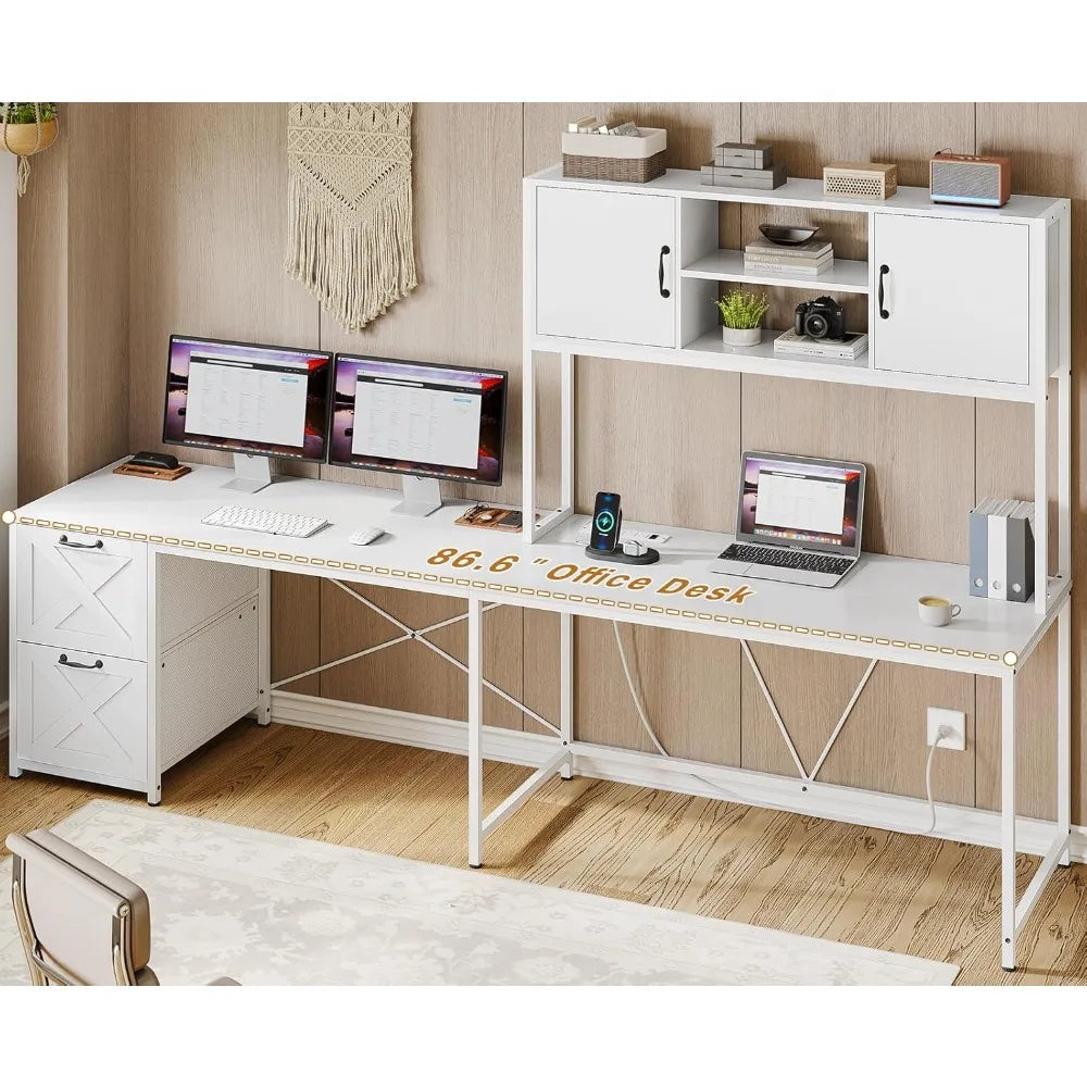 "contemporary white l-shaped desk for home office,