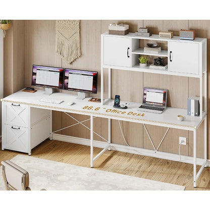"contemporary white l-shaped desk for home office,