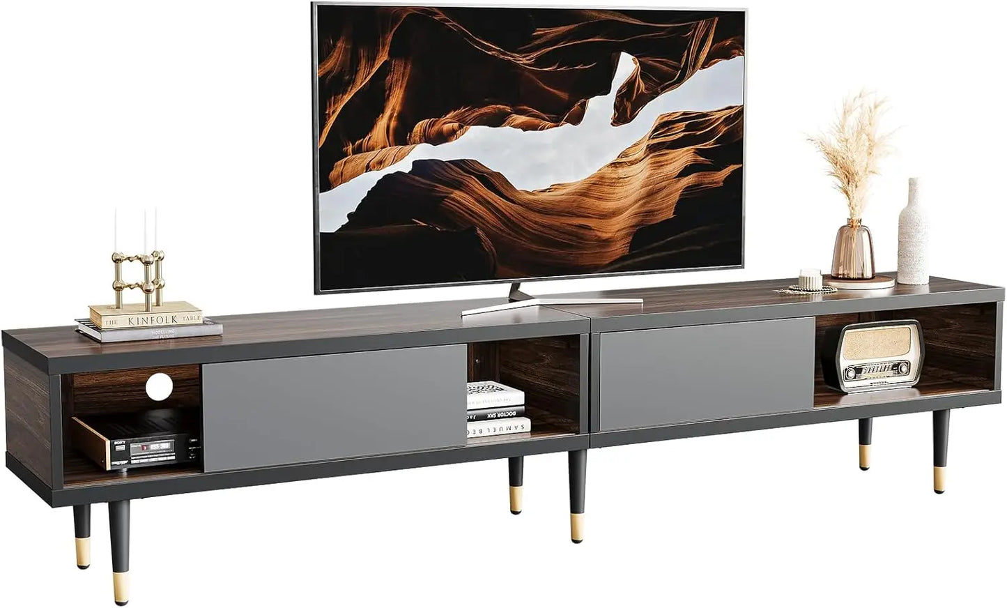 Modern TV Stand - Entertainment Center With Storage And Sliding Doors.