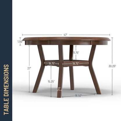47-Inch Cherry 5-Piece Round Dining Set