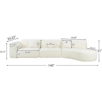 Modern Cloud Curved Polyester Sectional Sofa Set, 7 Seat.